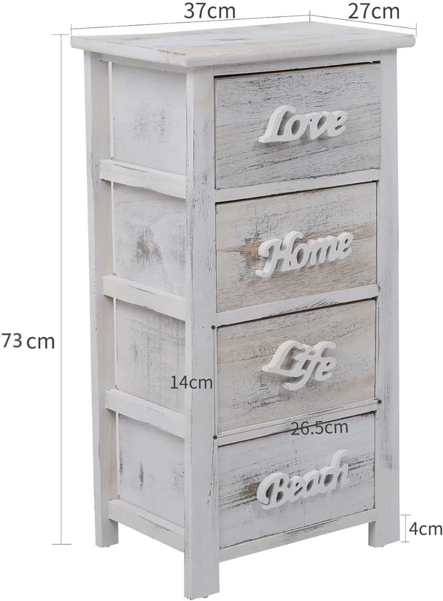 Cabinet Sideboard 4 Drawers Wood White Grey - Image 3