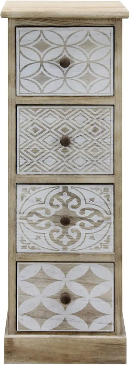 Small Chest of Drawers Narrow Organizer 4 White - Image 1