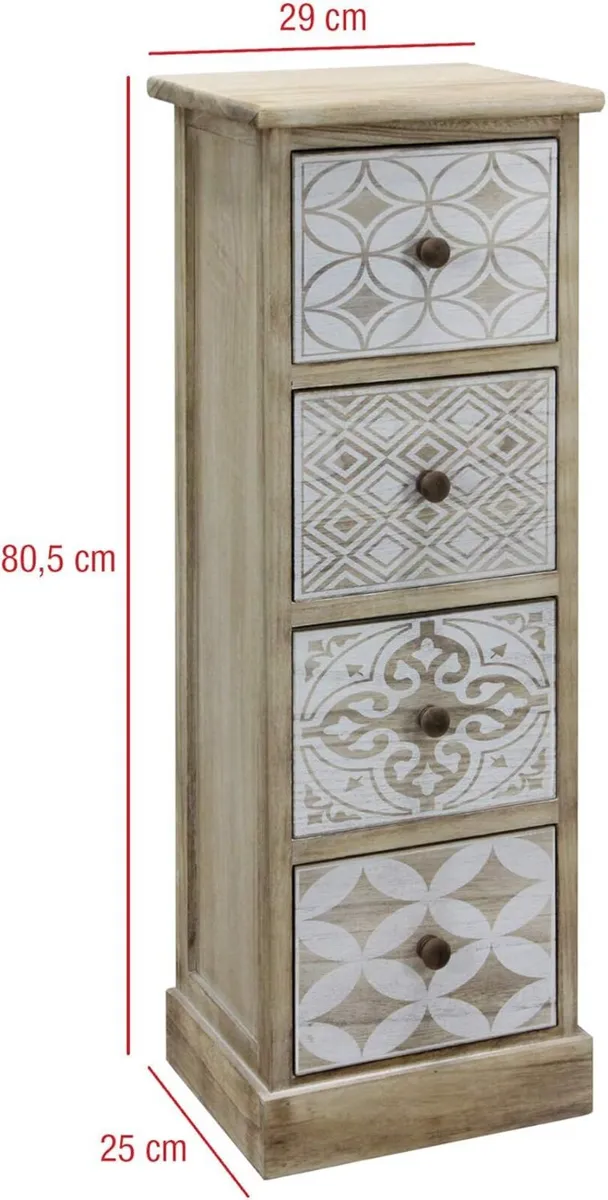 Small Chest of Drawers Narrow Organizer 4 White - Image 3