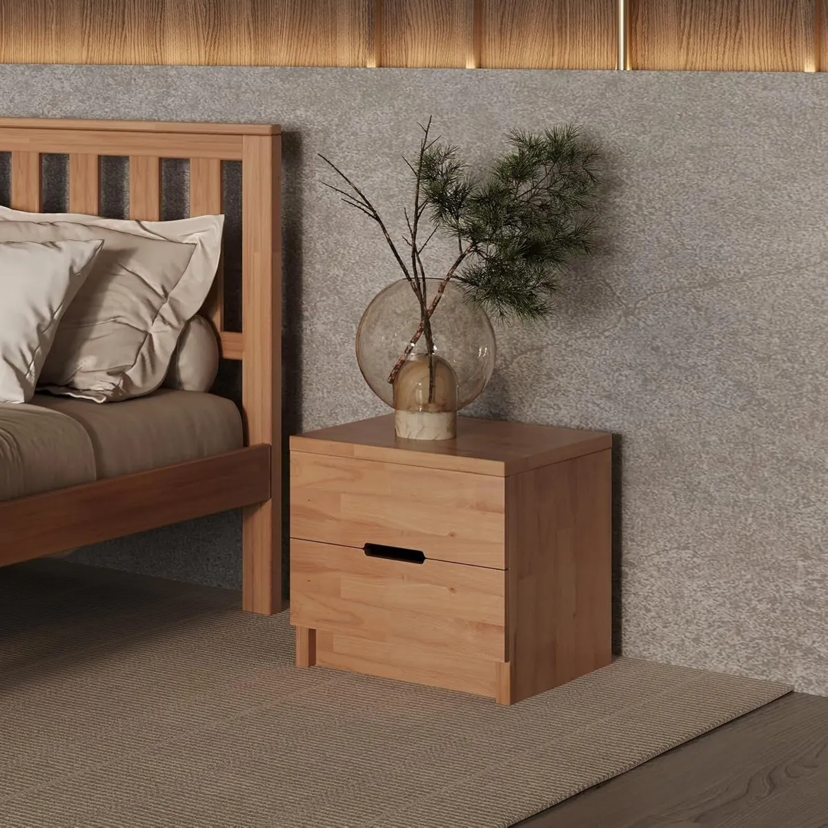 Bedside Table ELSA solid wood 40x40x40 cm (in - Image 2