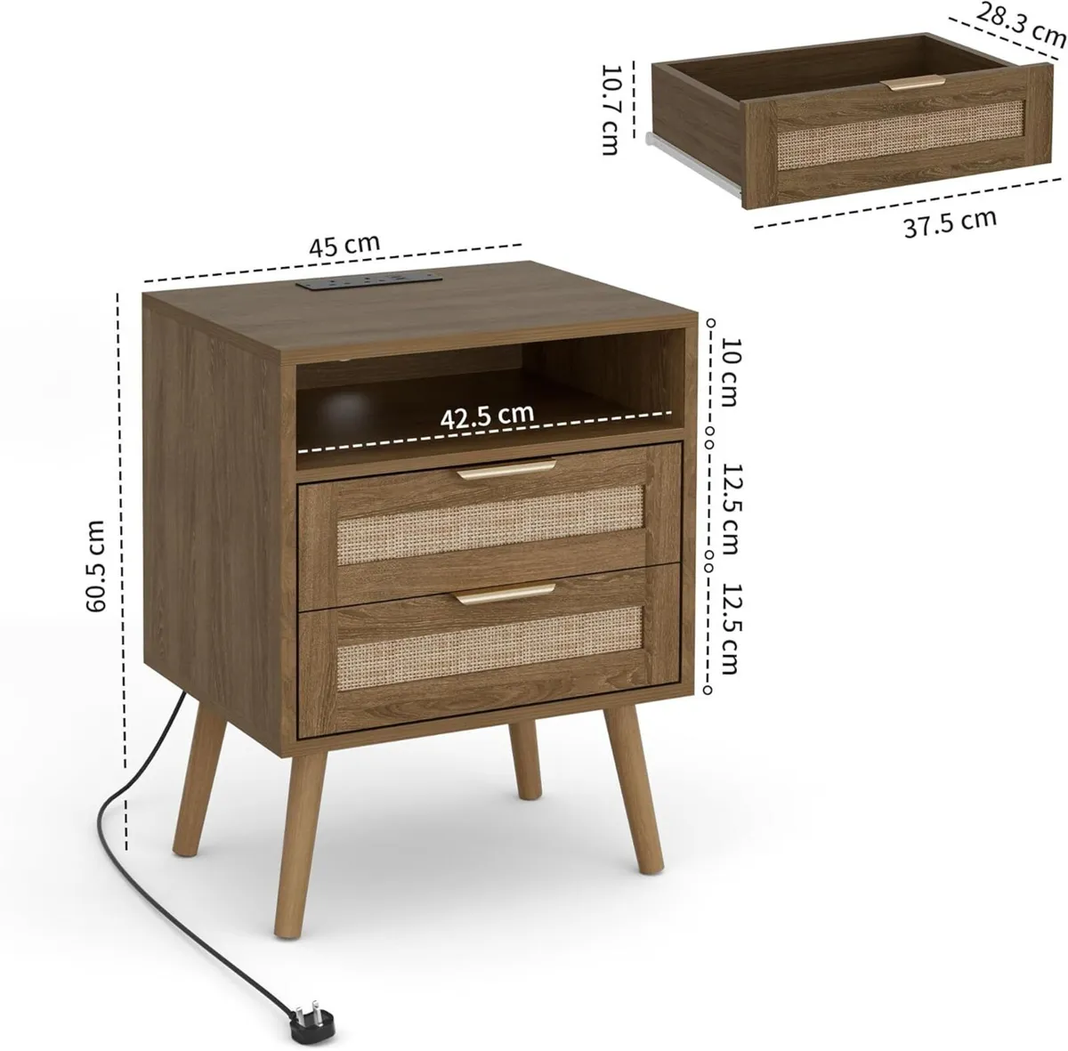 Bedside Tables Set of 2 Adjustable Lighting - Image 3