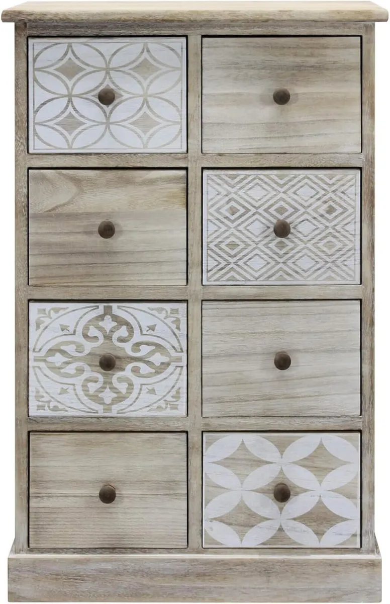 Chest of 8 Drawers Shabby Bathroom Cabinet Wood - Image 1