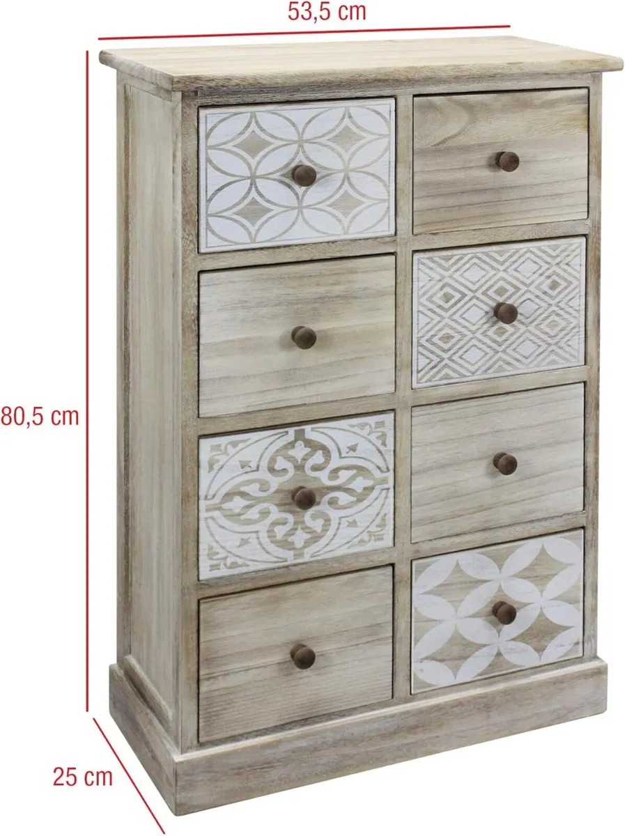 Chest of 8 Drawers Shabby Bathroom Cabinet Wood - Image 3