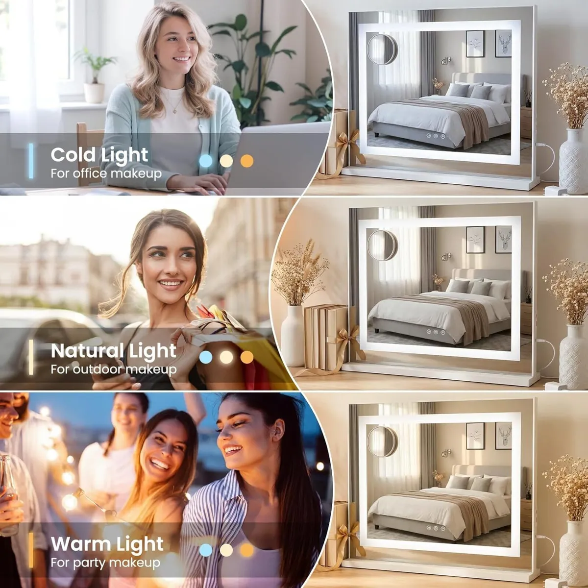 Hollywood Vanity Mirror with Lights 58 x 46cm - Image 3