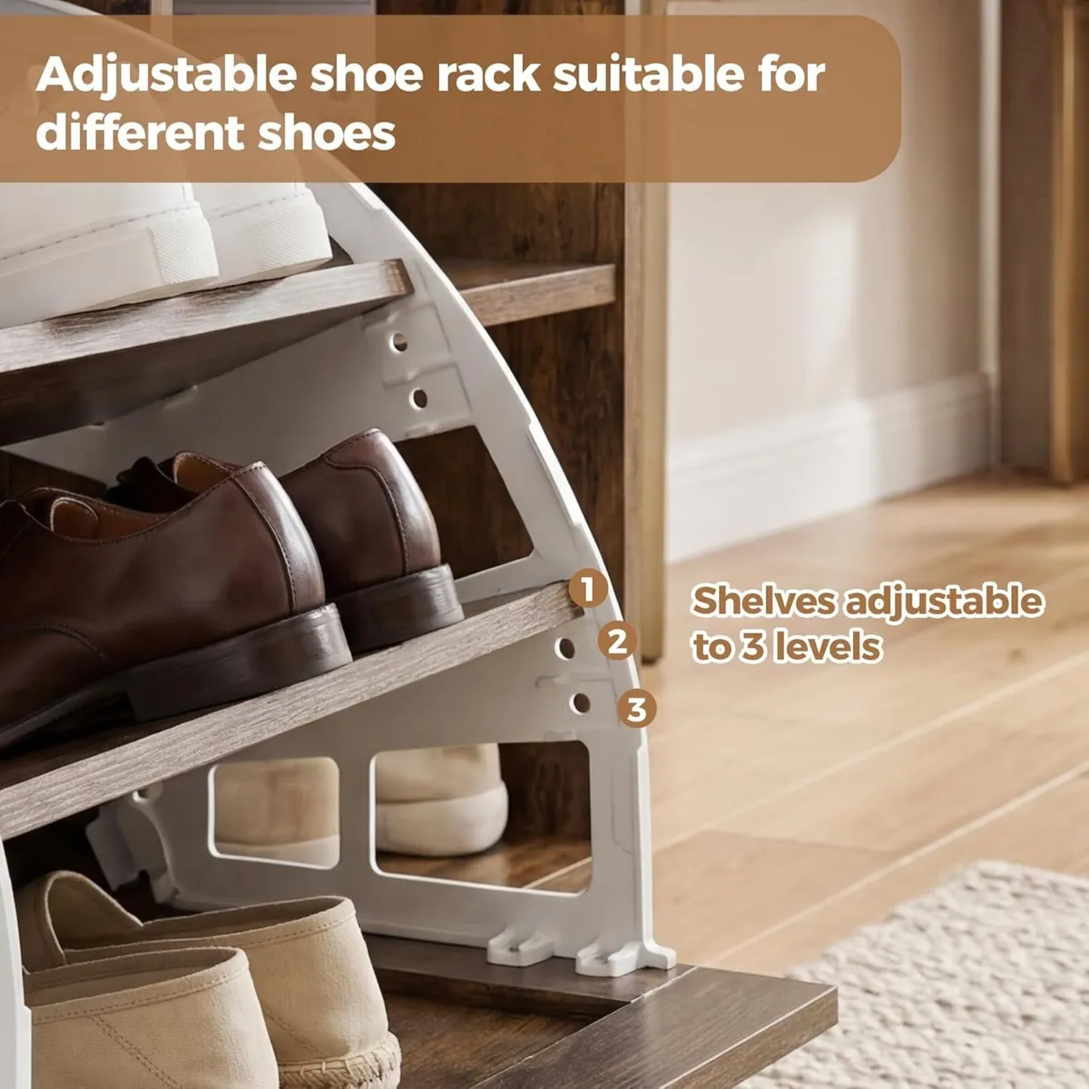 Shoe Bench with Cushion Storage Padded Seat - Image 3