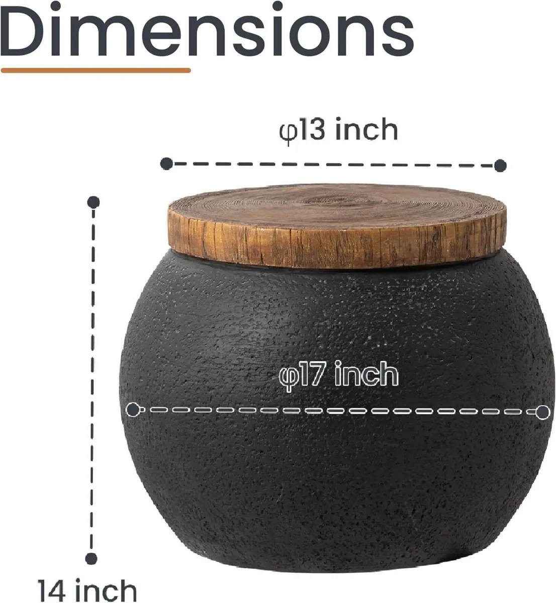 Outdoor Side Table Concrete Accent End Jar Shaped - Image 3