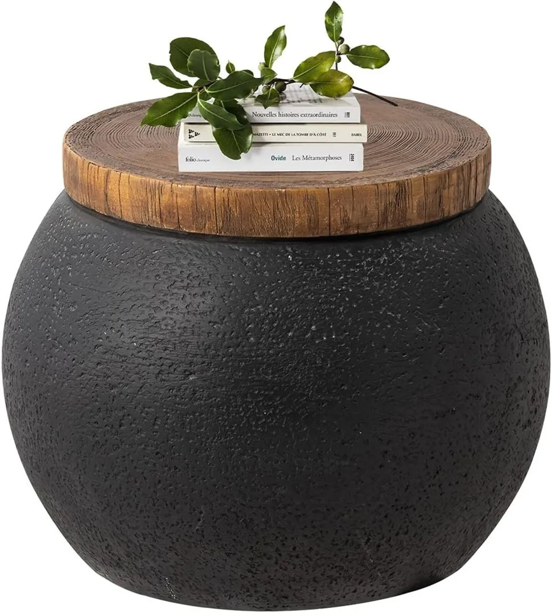 Outdoor Side Table Concrete Accent End Jar Shaped - Image 1