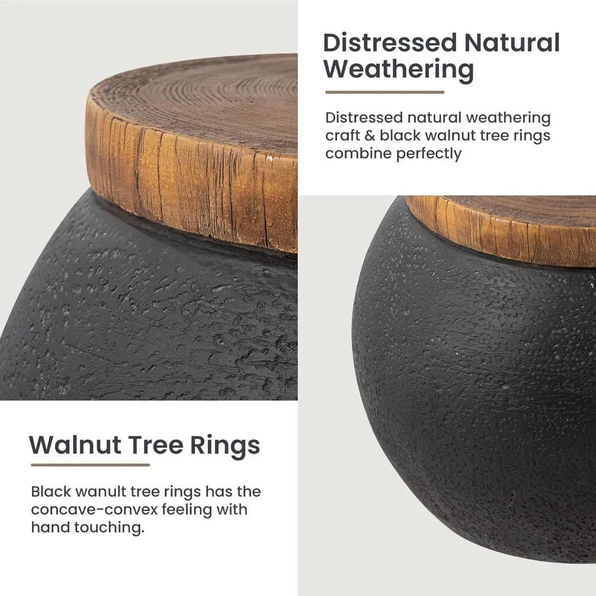 Outdoor Side Table Concrete Accent End Jar Shaped - Image 4