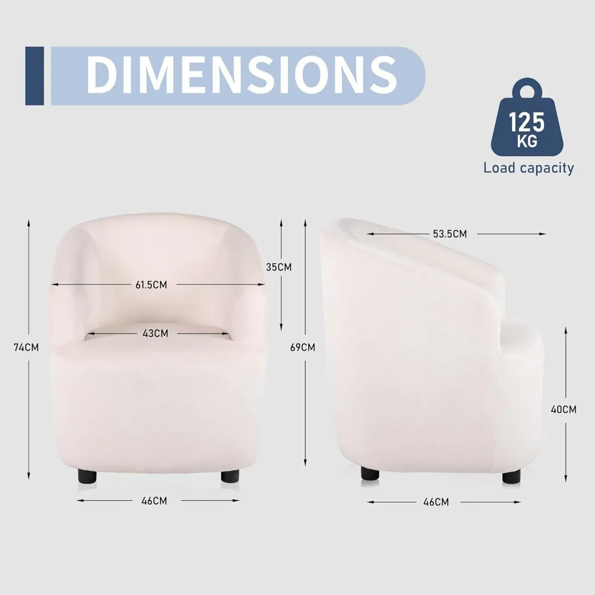 Tub Chair Modern Upholstered Linen Living Room - Image 3