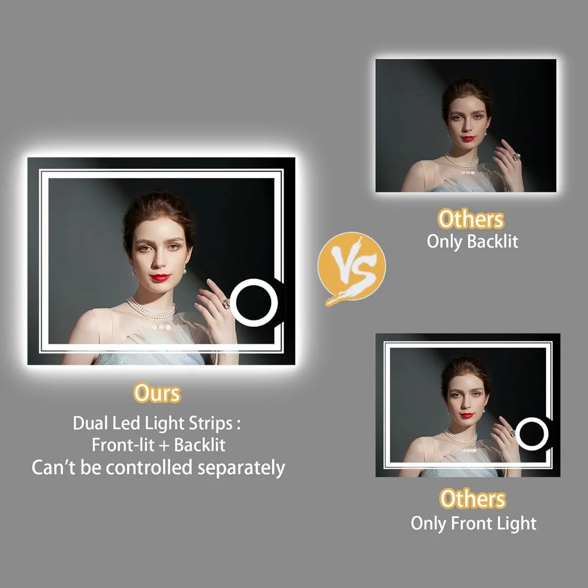 Illuminated LED Bathroom Mirror: 800x600mm Wall - Image 4