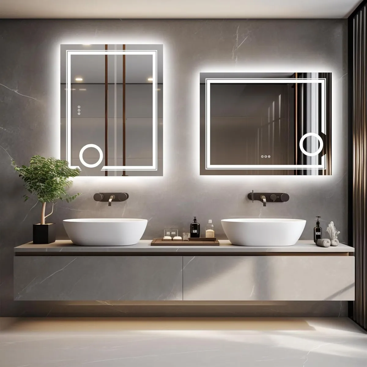 Illuminated LED Bathroom Mirror: 800x600mm Wall - Image 3