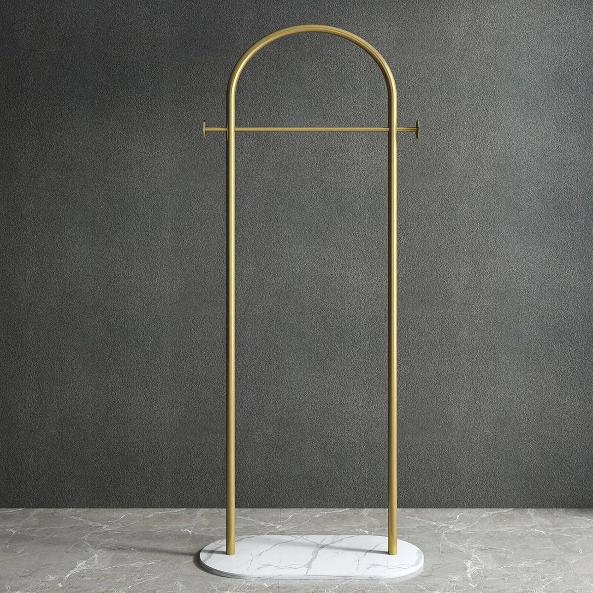 Small Clothes Rail Gold Rack with Marble Base - Image 3