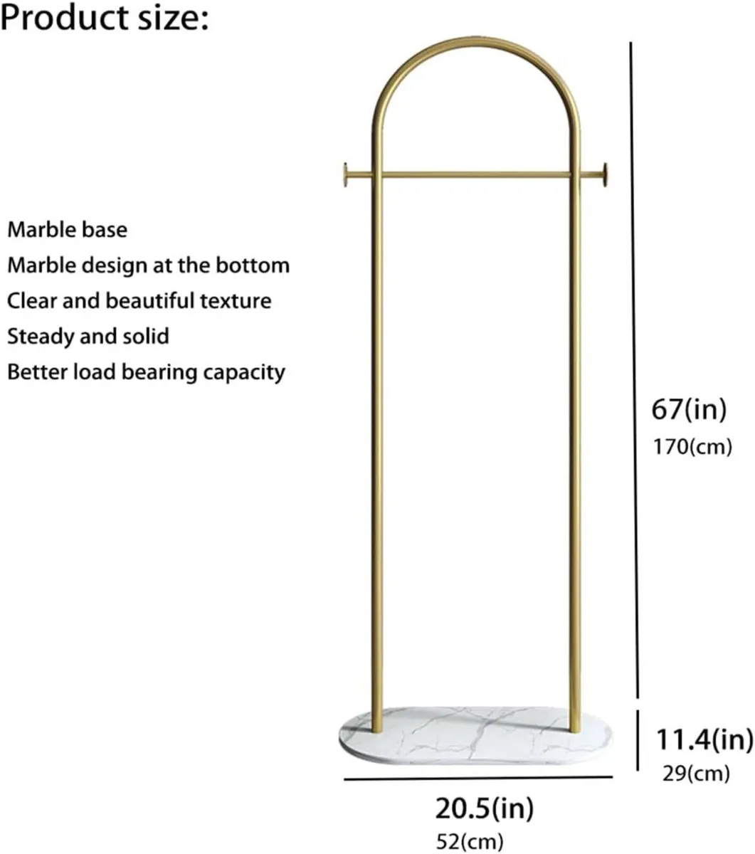 Small Clothes Rail Gold Rack with Marble Base - Image 2