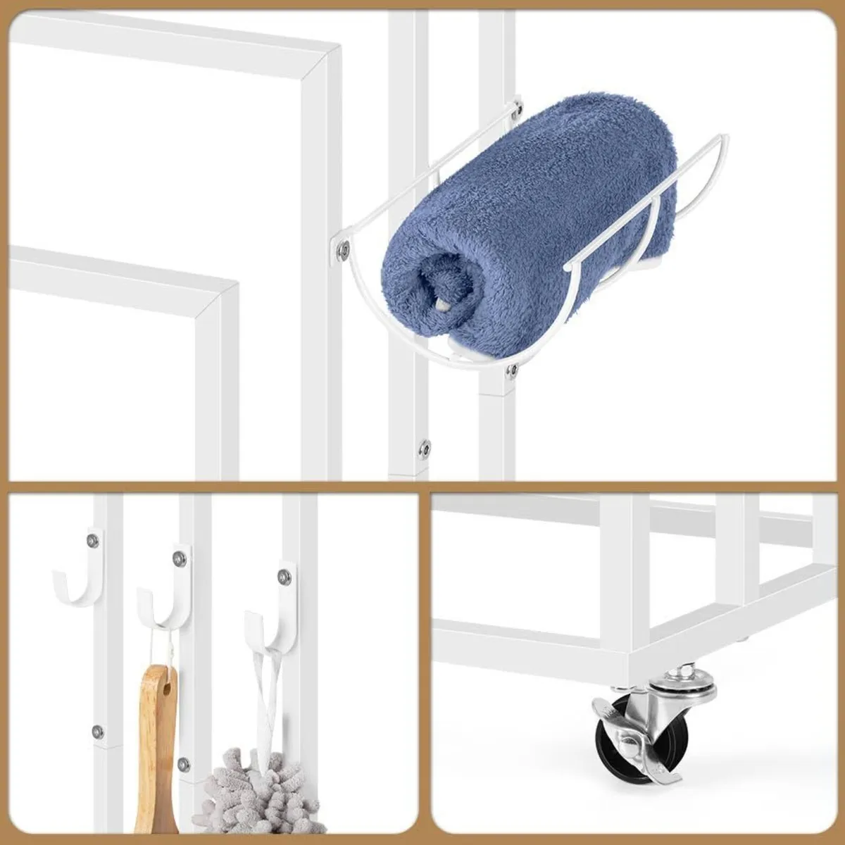 4-Tier Freestanding Towel Rack with Wheels - Image 4