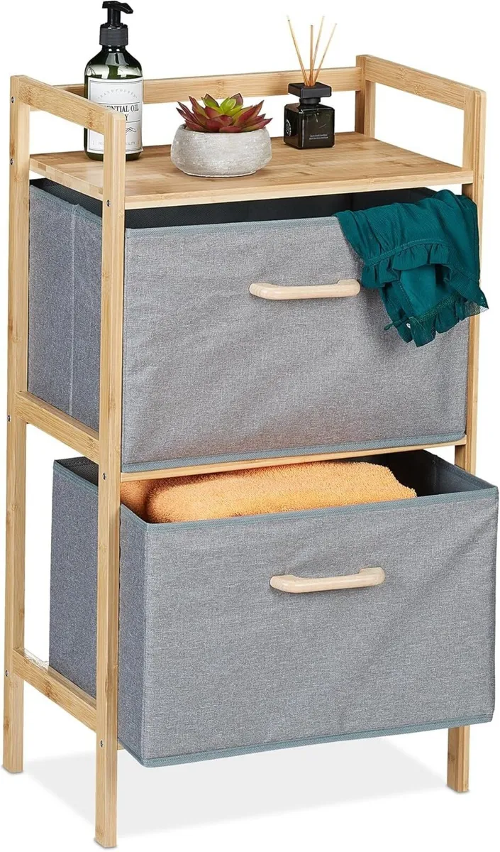 Bathroom Unit with 2 Laundry Baskets Open Shelf - Image 1