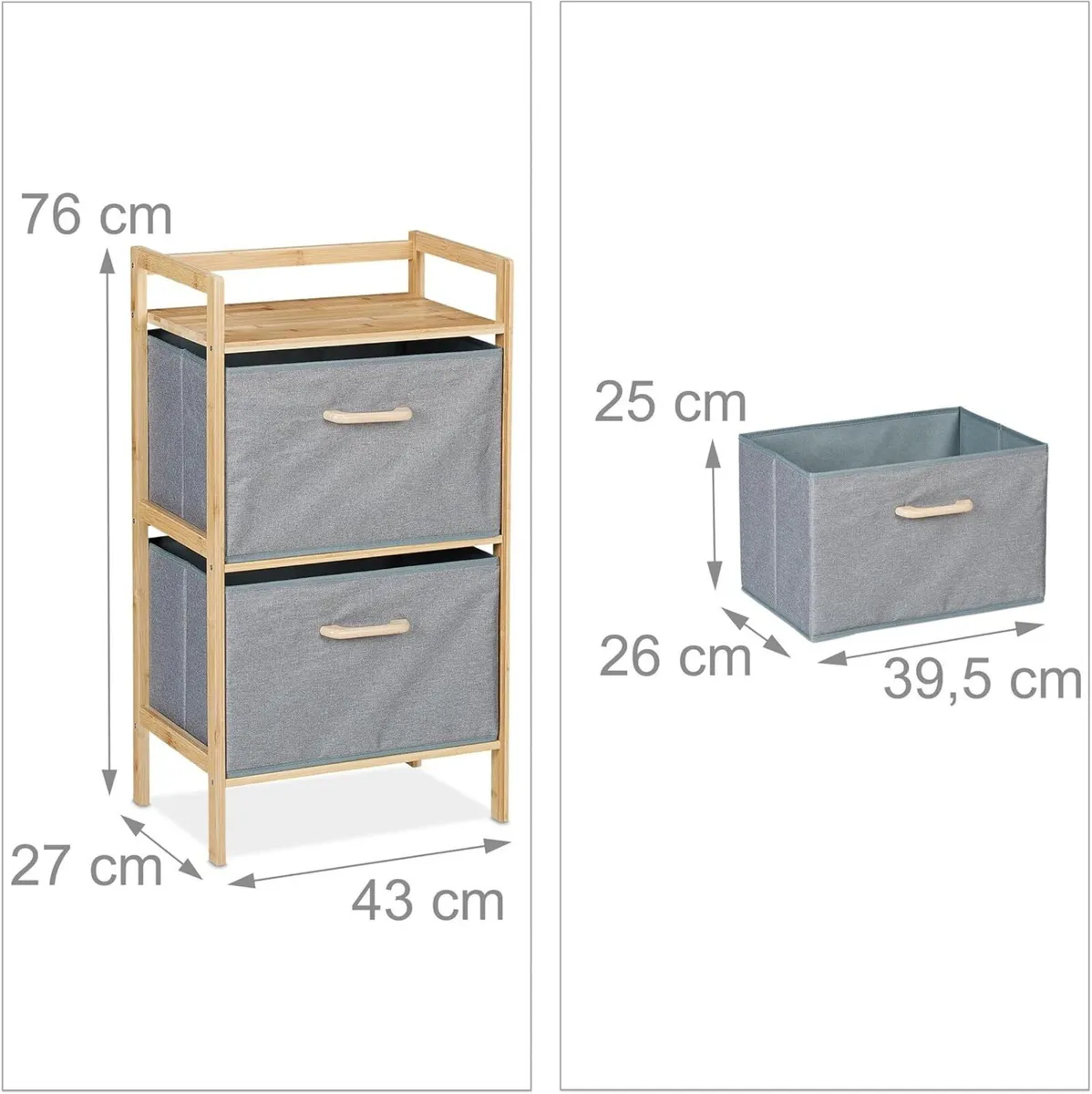 Bathroom Unit with 2 Laundry Baskets Open Shelf - Image 3