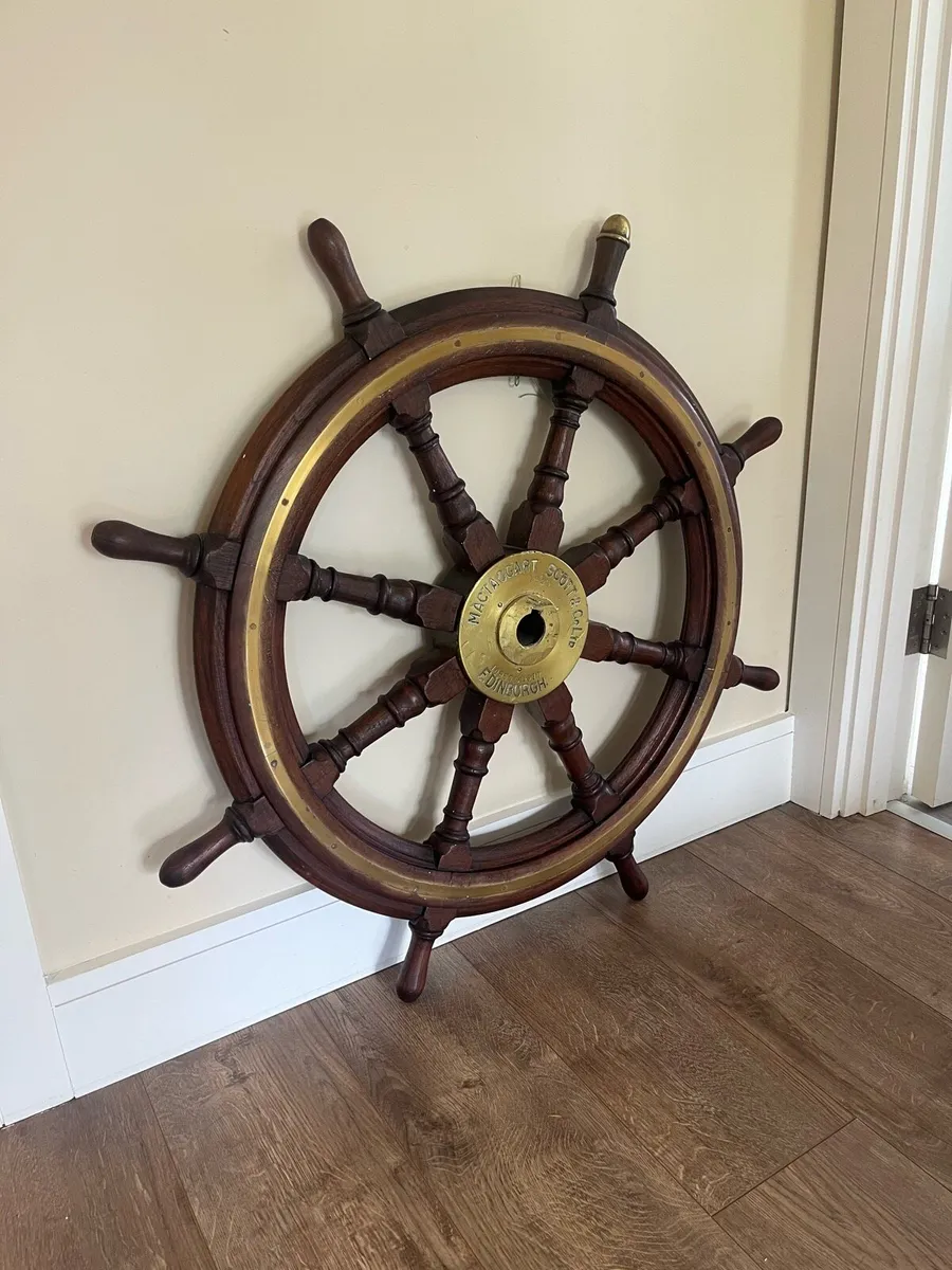 Antique MacTaggart Scott Edinburgh Ships Wheel - Image 2