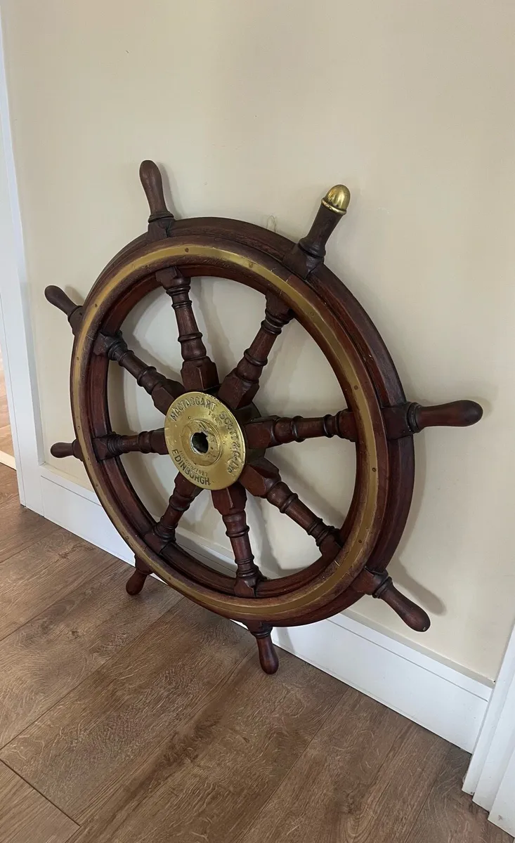 Antique MacTaggart Scott Edinburgh Ships Wheel - Image 3