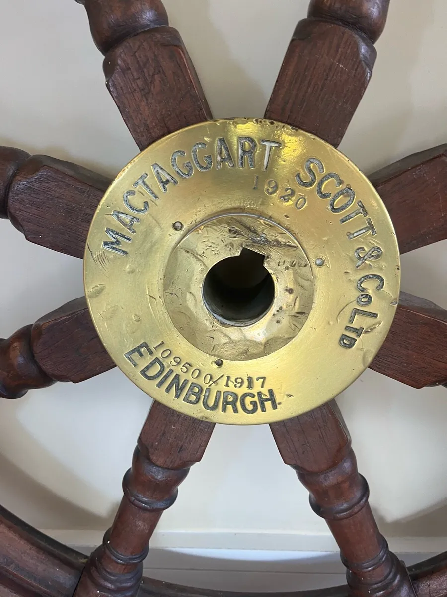 Antique MacTaggart Scott Edinburgh Ships Wheel - Image 4