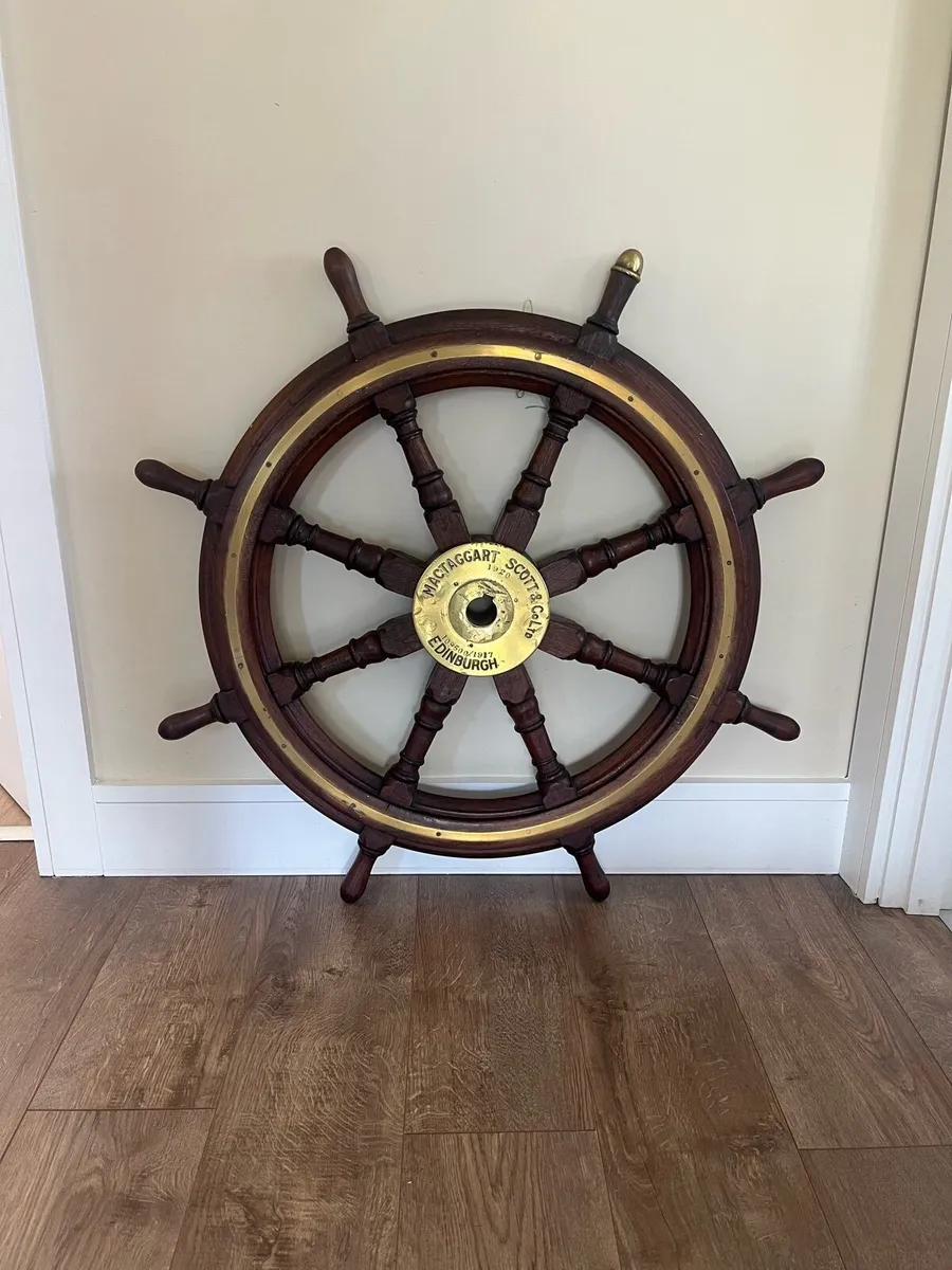 Antique MacTaggart Scott Edinburgh Ships Wheel - Image 1