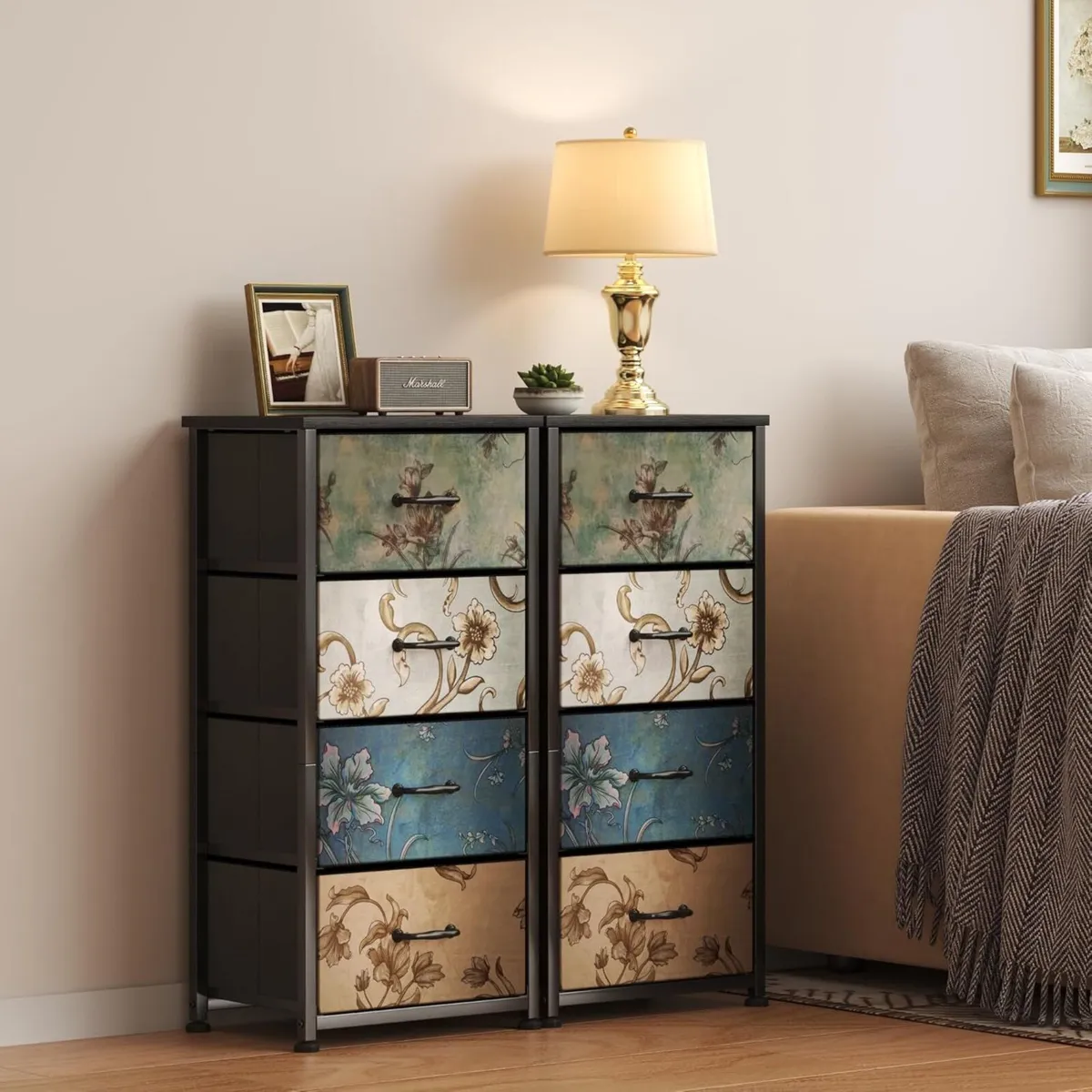 Chest of Drawers for Bedroom Fabric with 4 Metal - Image 2