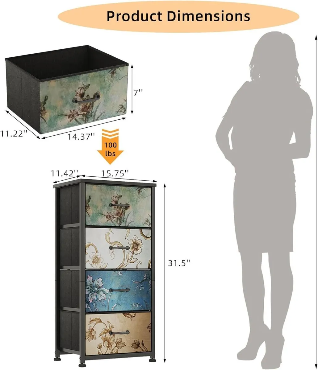Chest of Drawers for Bedroom Fabric with 4 Metal - Image 3