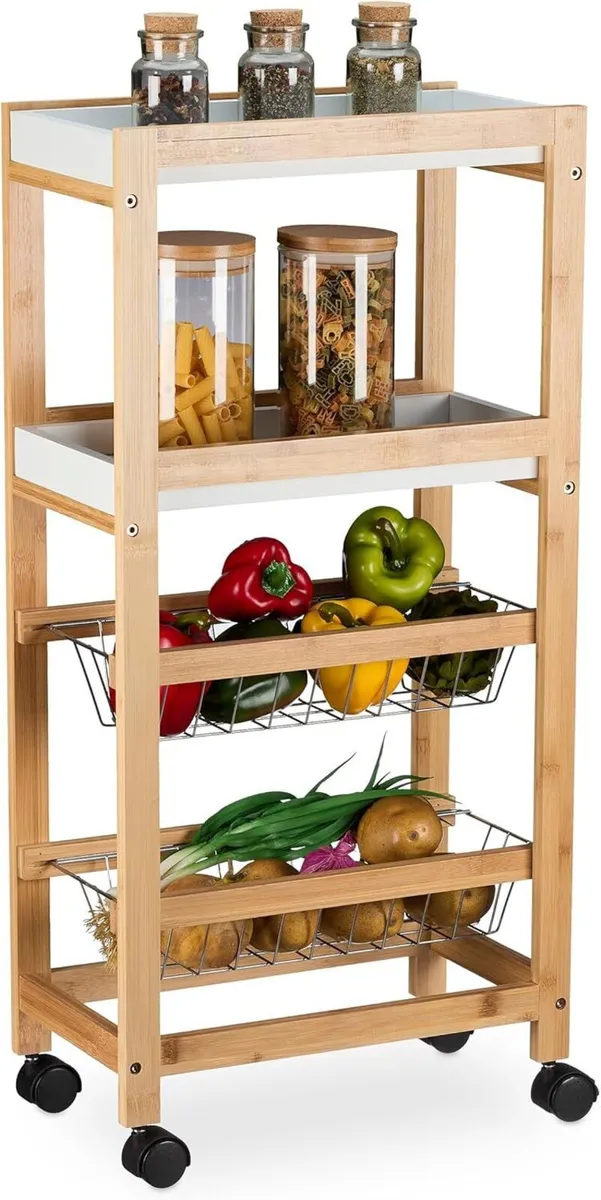 Niche Trolley 4 Shelves Narrow Kitchen Bathroom - Image 1