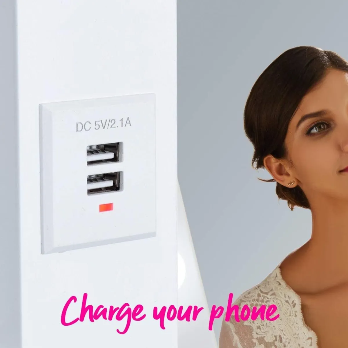 Hollywood Vanity Mirror with LED Lights 2 Plug - Image 3