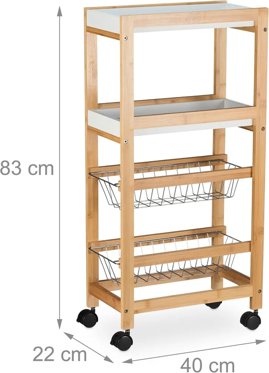 Niche Trolley 4 Shelves Narrow Kitchen Bathroom - Image 3