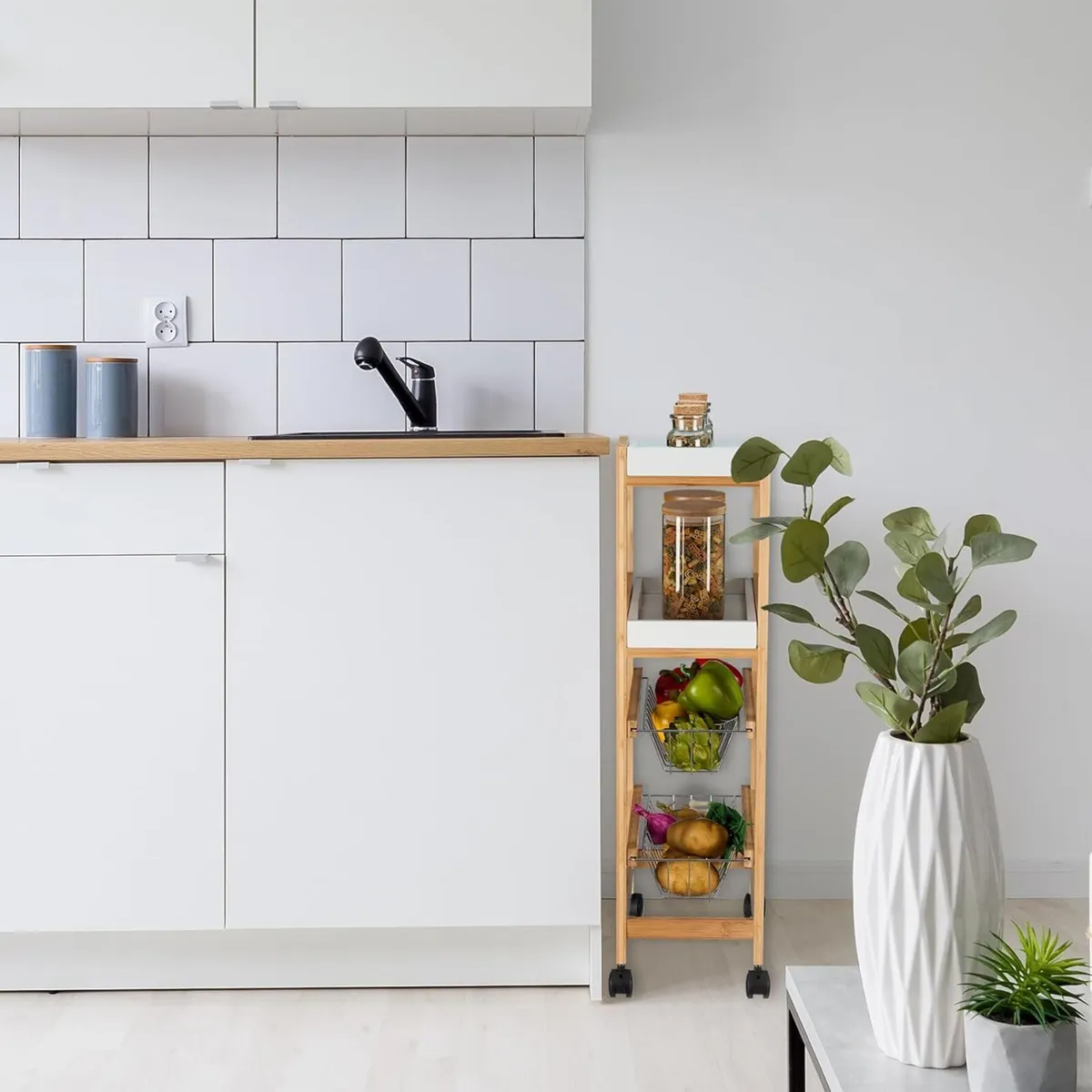 Niche Trolley 4 Shelves Narrow Kitchen Bathroom - Image 2