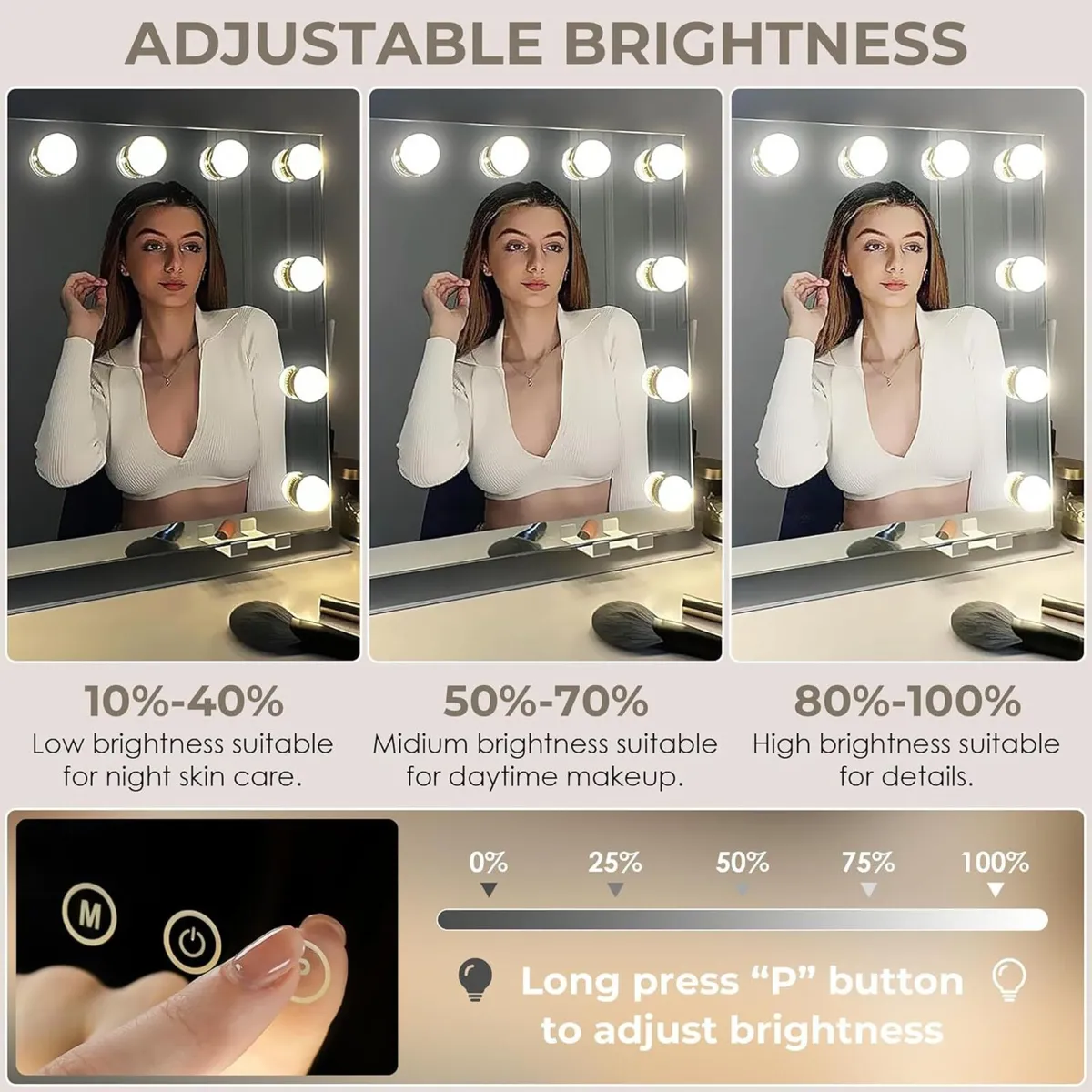 Makeup Mirror with Lights HD Vanity 3 Color Modes - Image 4