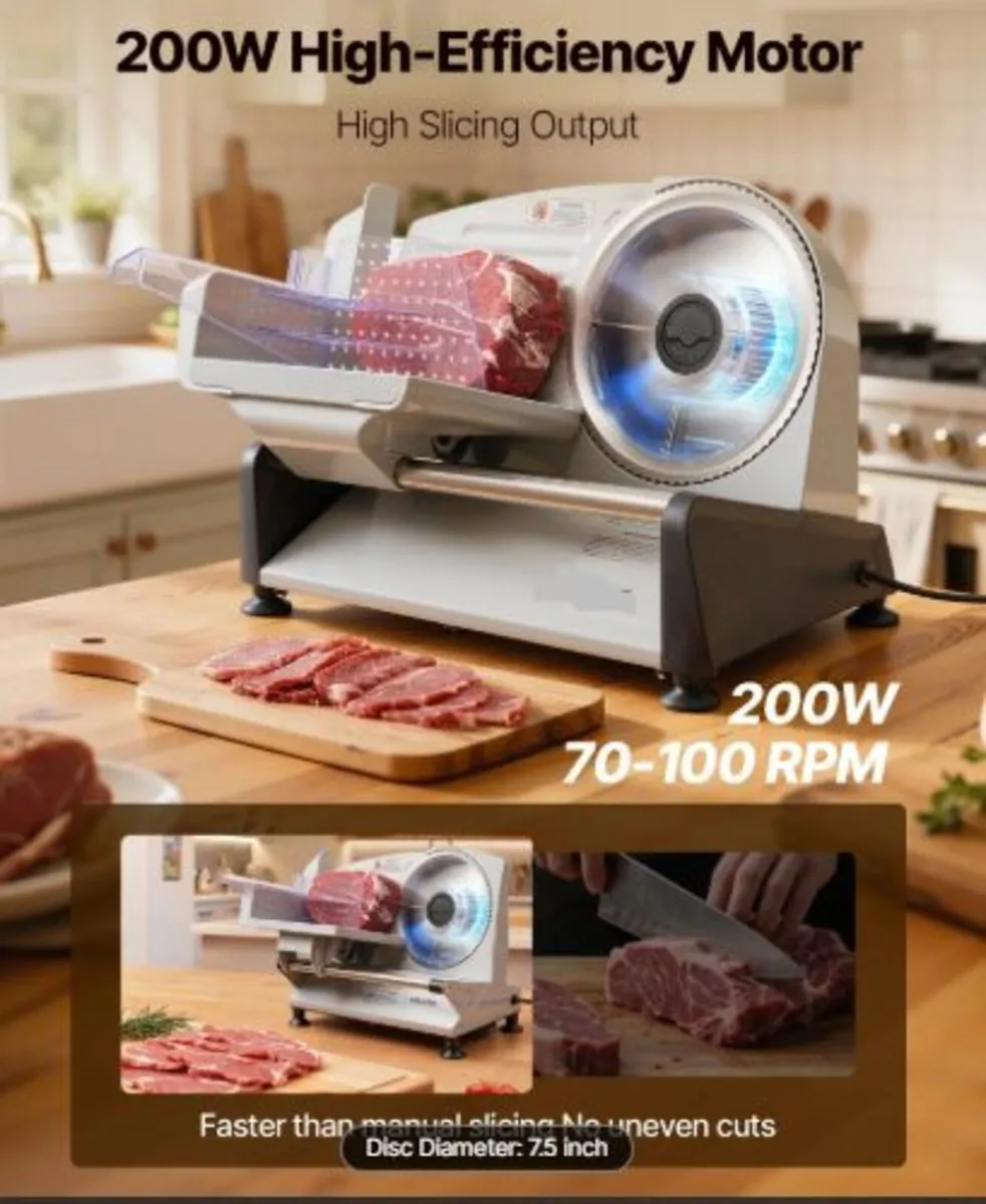 Meat Slicer, 200W Electric Deli Slicer Machine - Image 2
