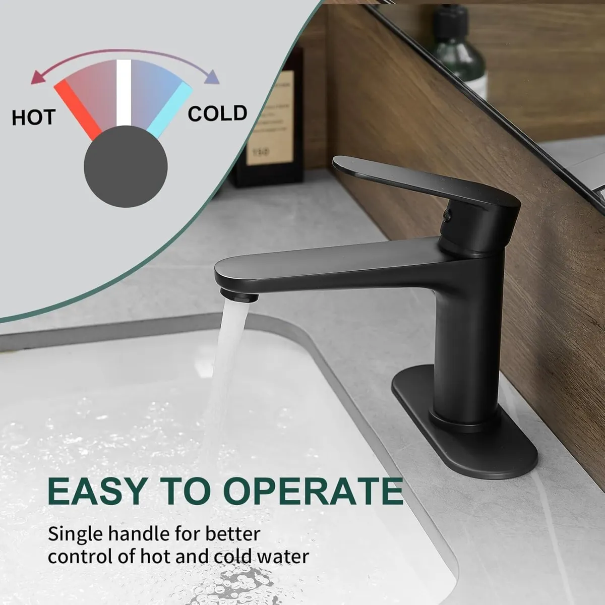 Black Bathroom Faucet Single Hole Handle 304 - Image 4