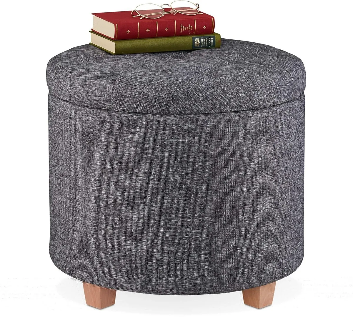 Stool with Storage Space Padded Seating Ottoman - Image 1
