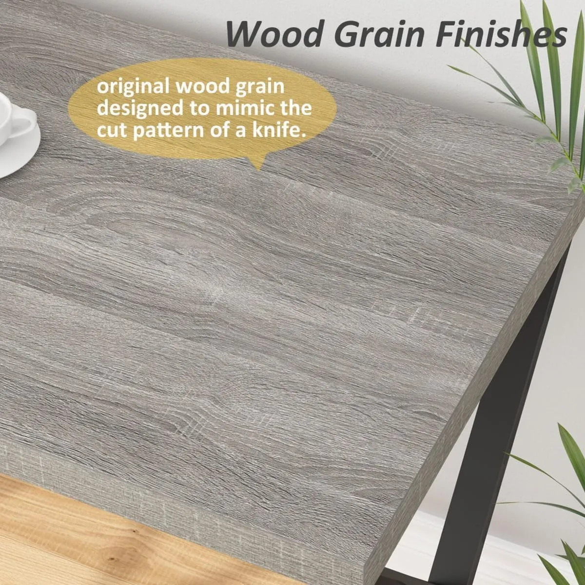 Gray Computer Desk Modern Writing Study for Home - Image 4