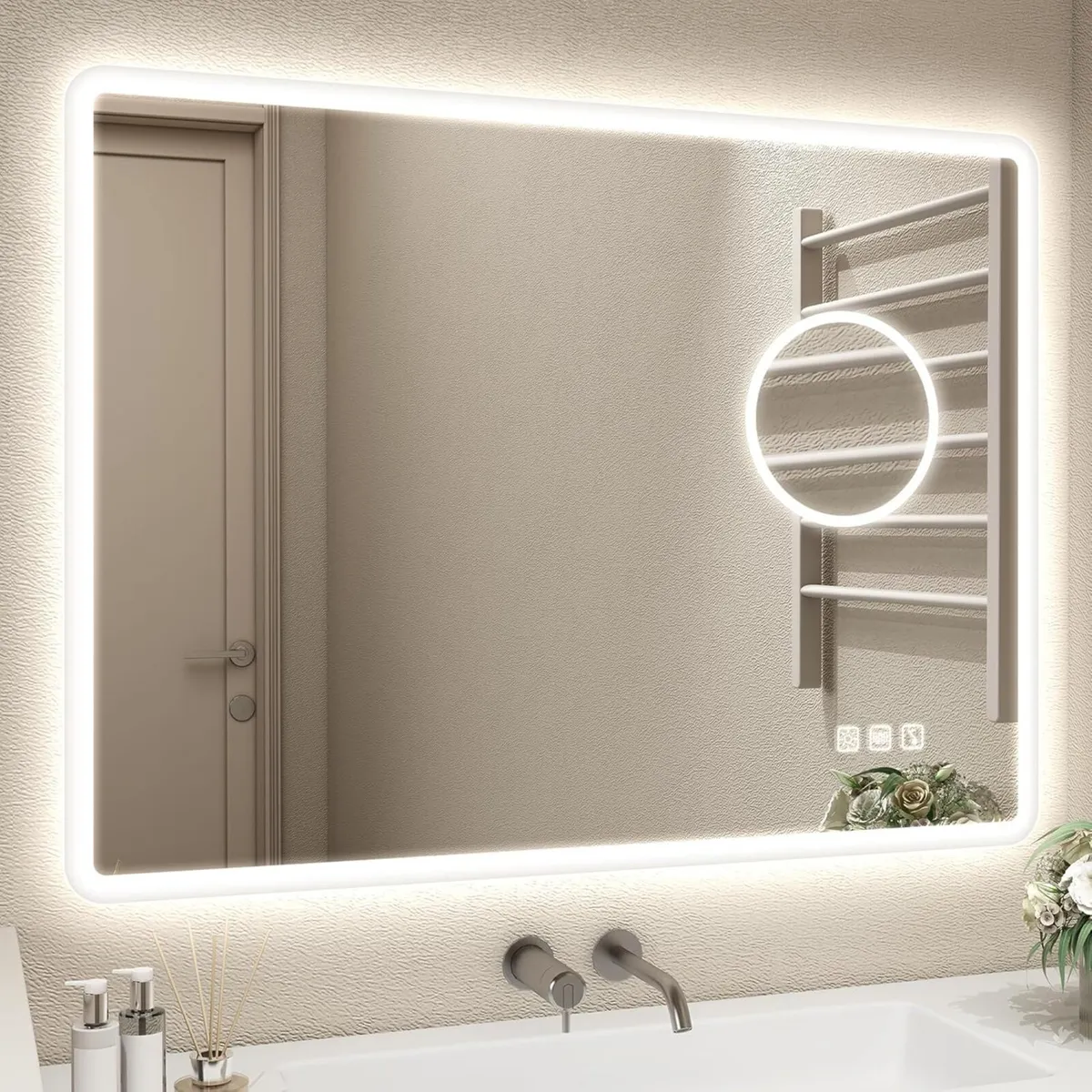 Bathroom-Mirror-with-LED-Lights 60x80 cm Bathroom- - Image 1