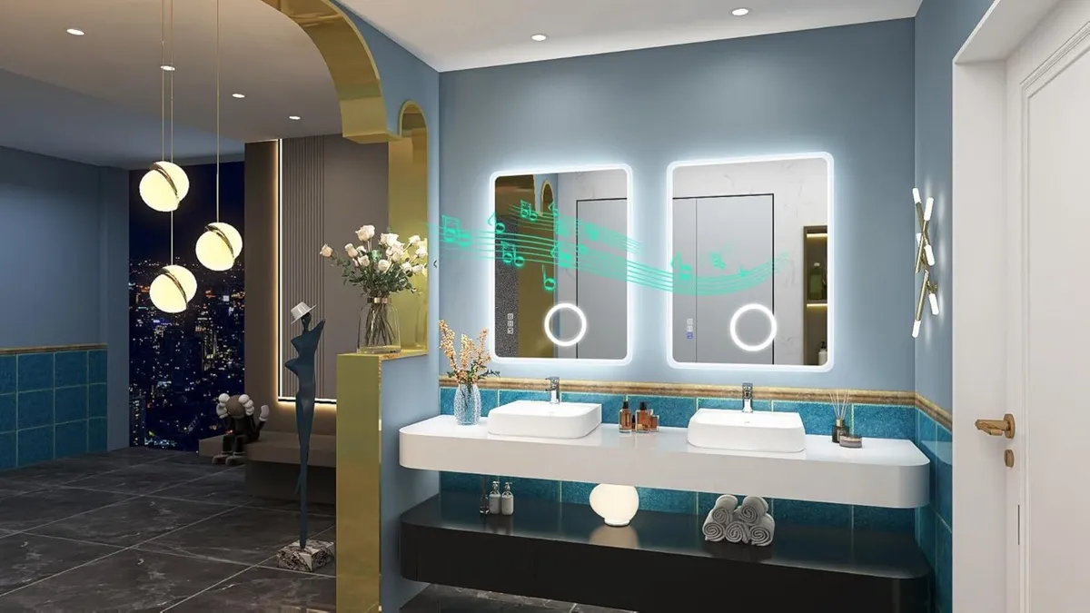 Bathroom-Mirror-with-LED-Lights 60x80 cm Bathroom- - Image 2