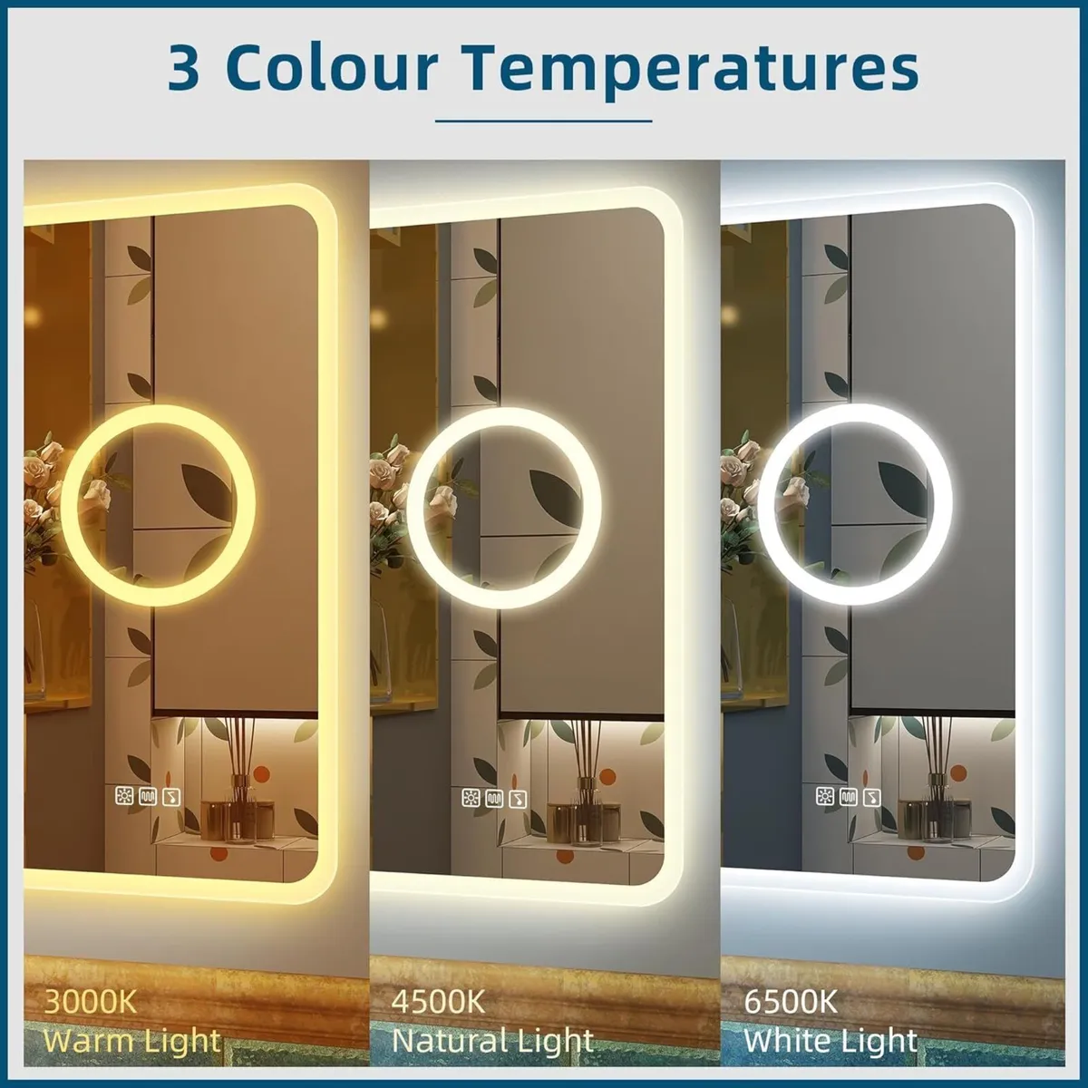 Bathroom-Mirror-with-LED-Lights 60x80 cm Bathroom- - Image 4
