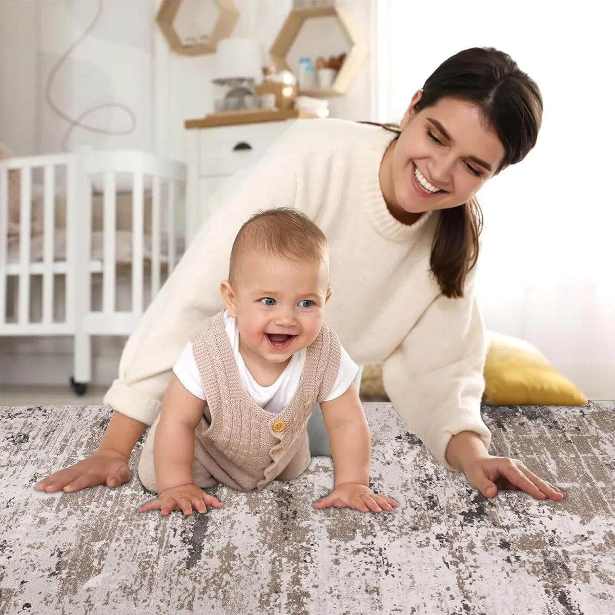 Large Rugs Living Room 200x300cm Taupe Ultra Thin - Image 2