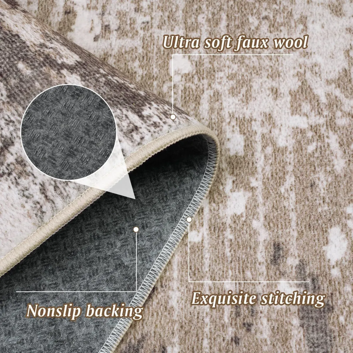 Large Rugs Living Room 200x300cm Taupe Ultra Thin - Image 3