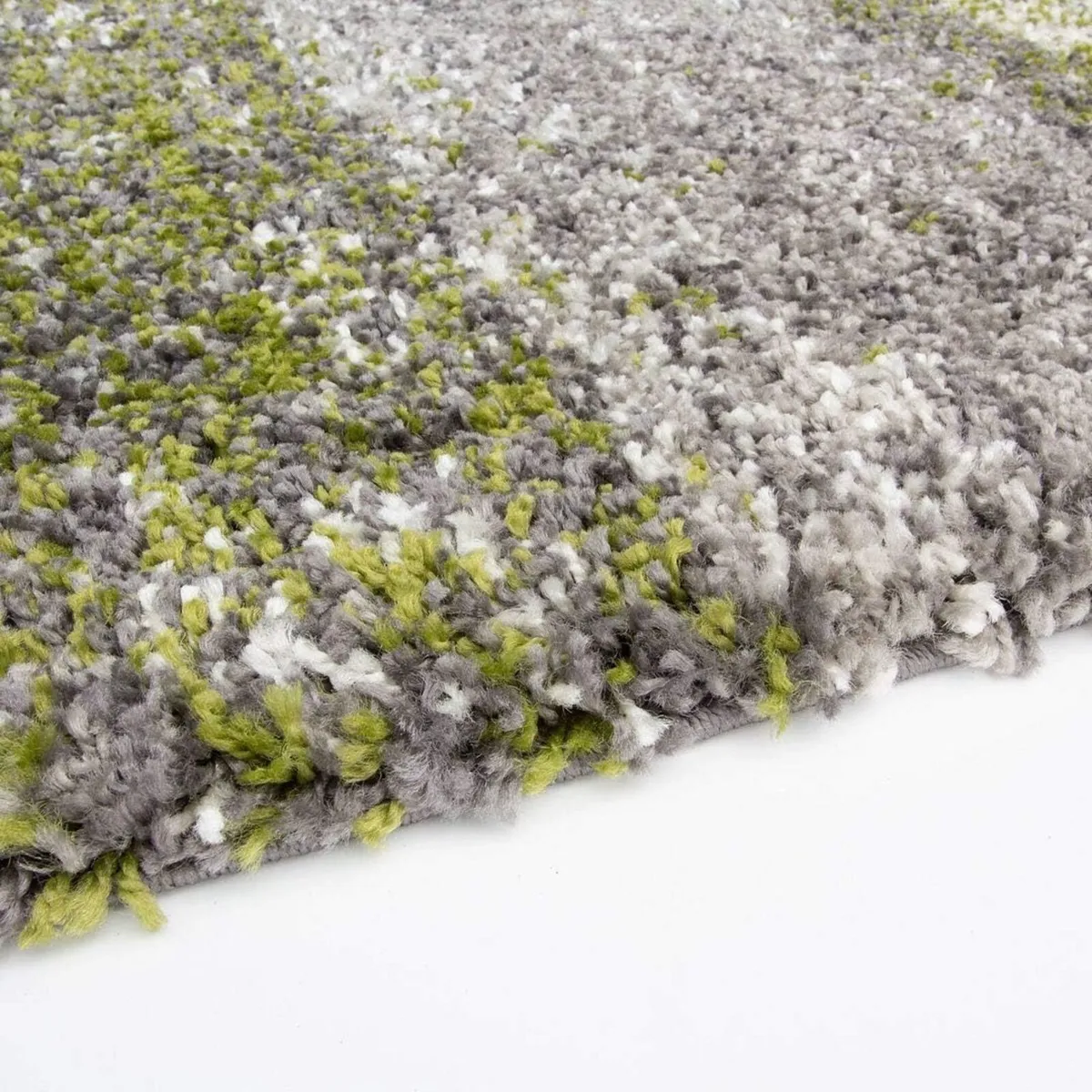 Luxury Thick Stripe Green Grey Shaggy Living Room - Image 2