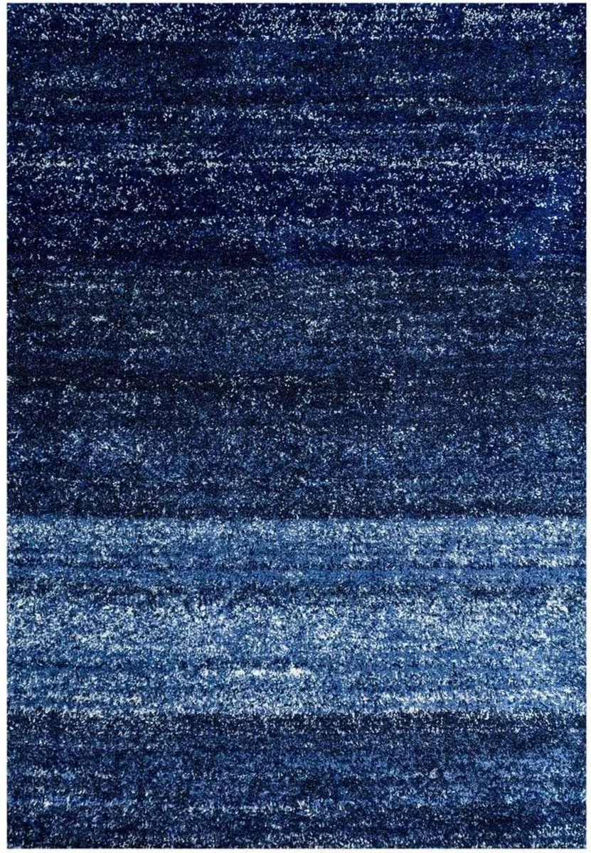 Luxury Thick Stripe Navu Blue Shaggy Living Room - Image 1