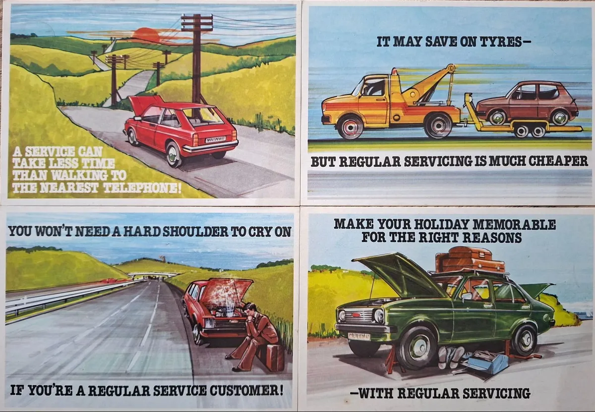 Collectible Set of CASTROL SERVICE Postcards (4) - Image 1