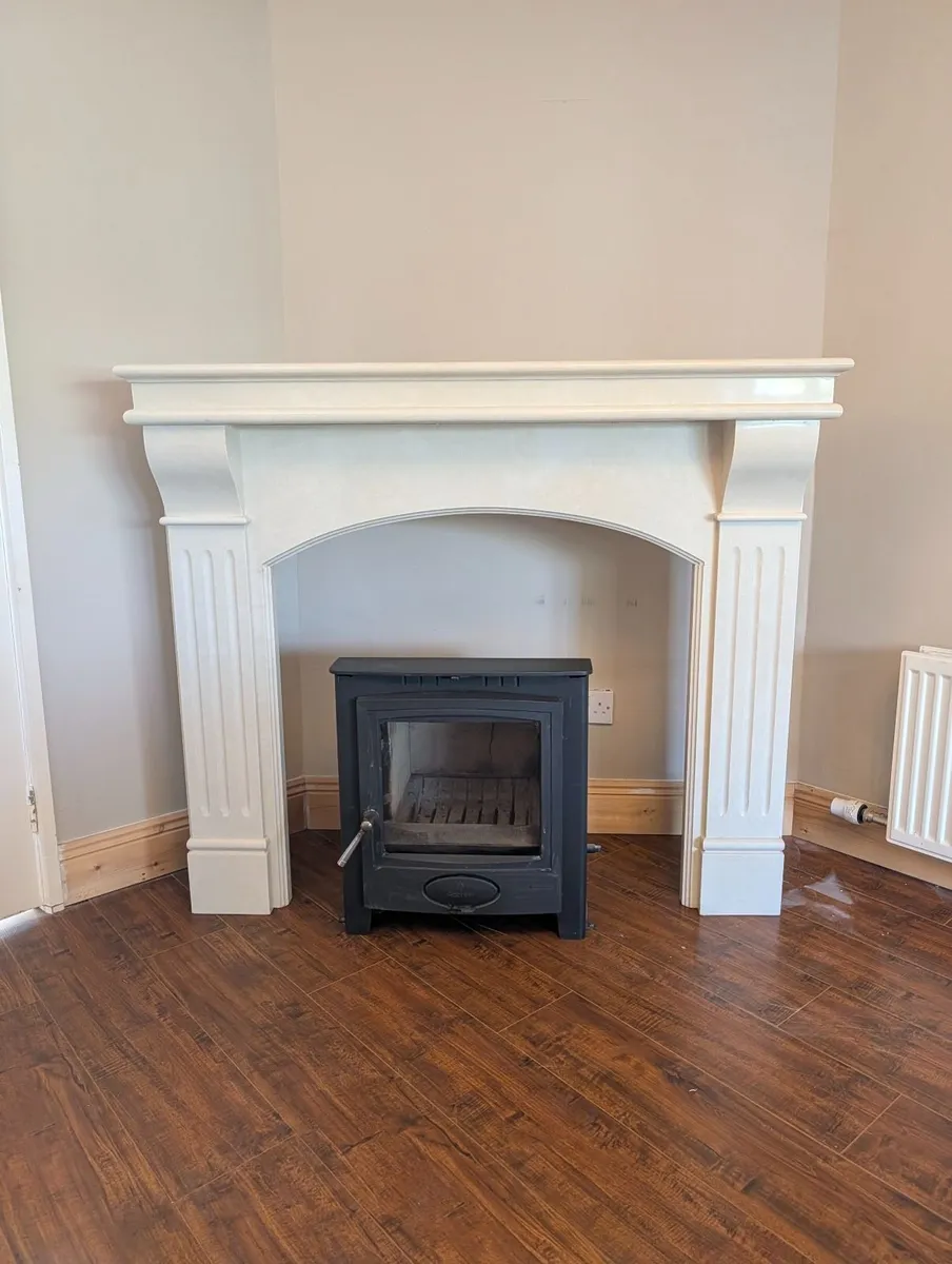 Marble fireplace and insert stove