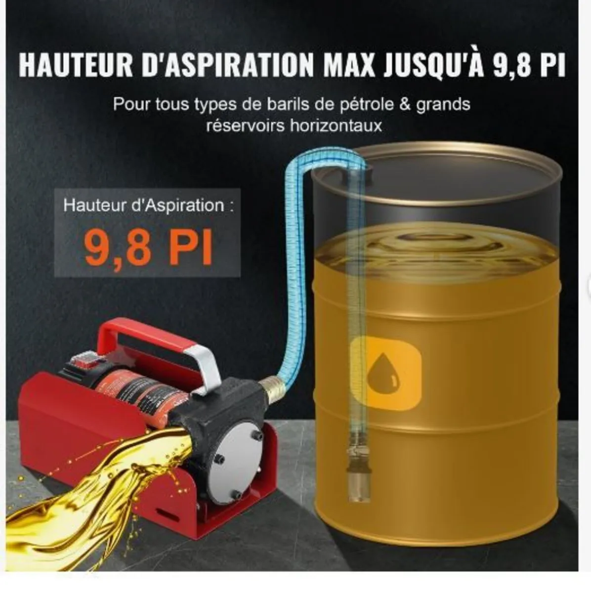 Fuel Transfer Pump, 12V DC 37.9 LPM 798.6 cm - Image 3