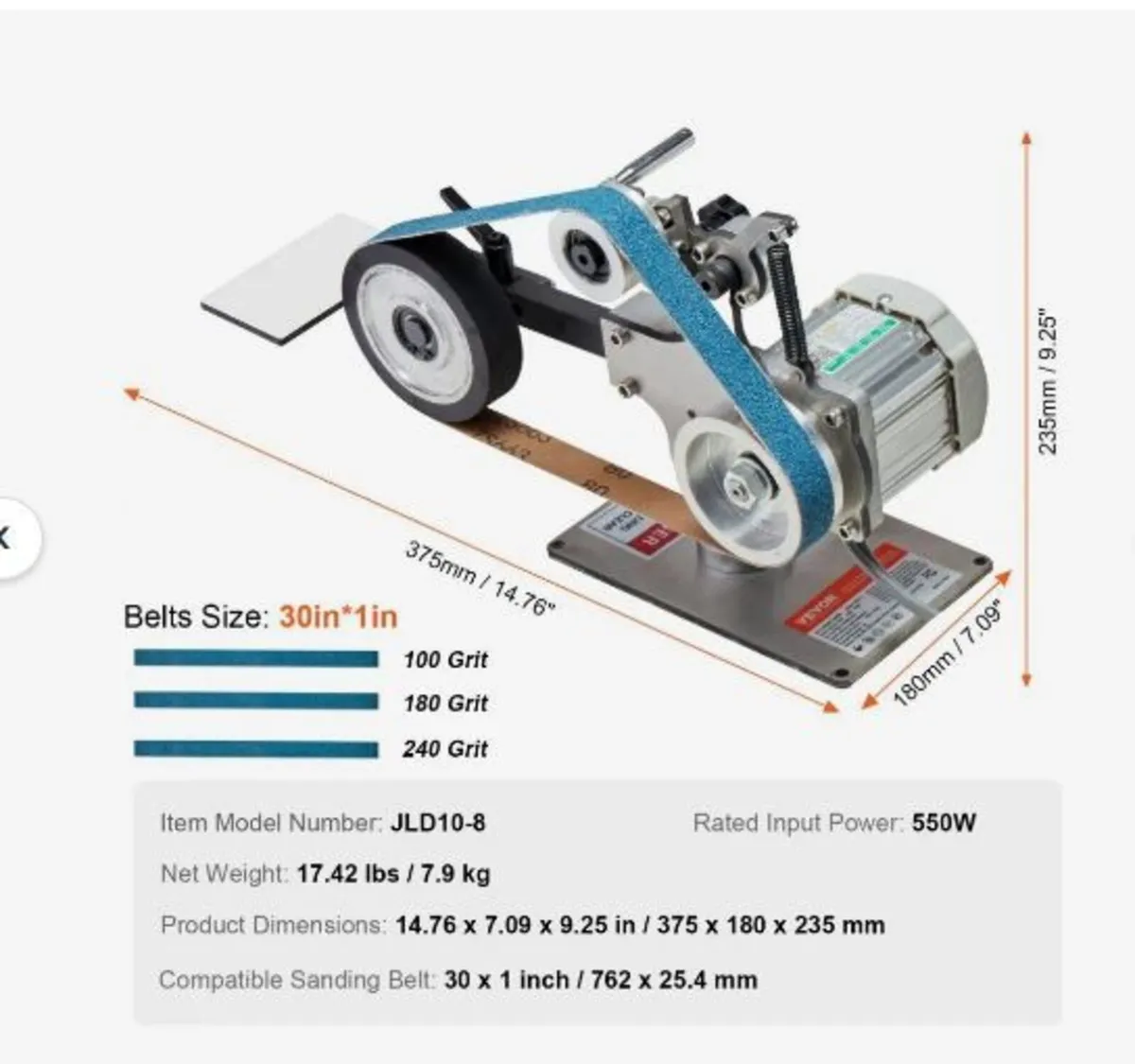 Belt Grinder Sander, 30 x 1-Inch Variable Speed - Image 2
