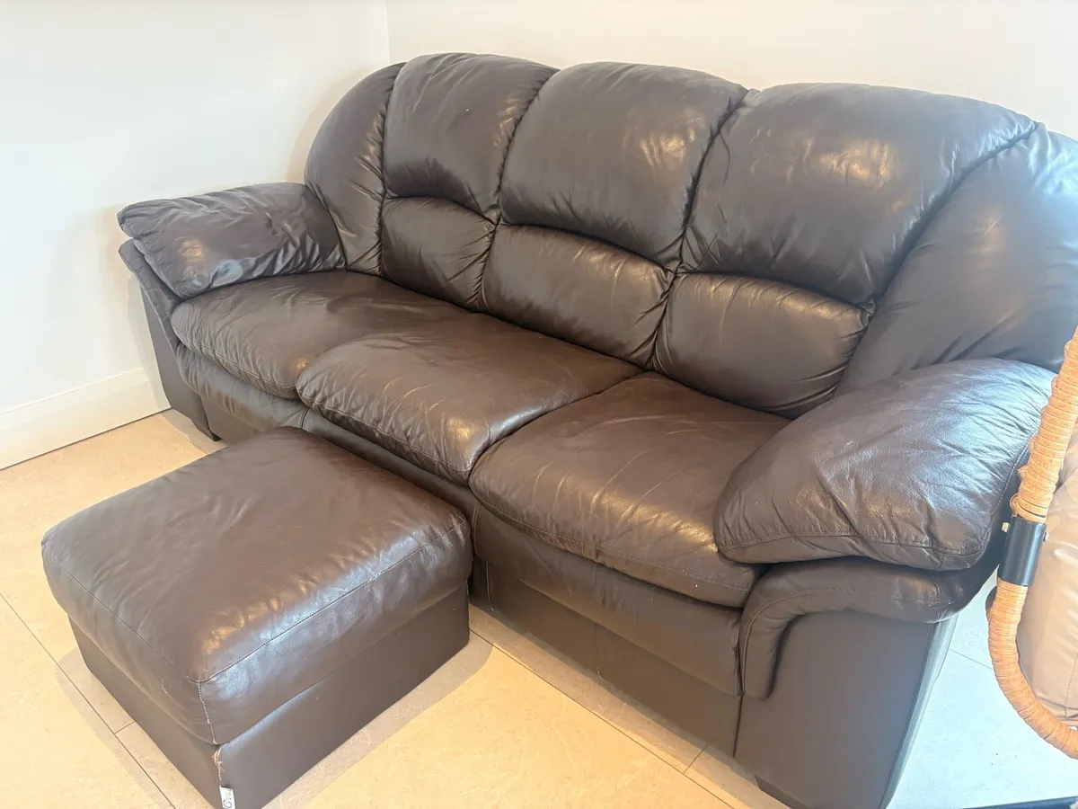 3 Seater & 2 Seater Leather Sofa - Image 2