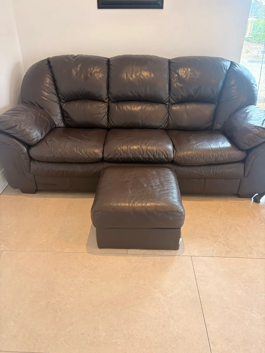 3 Seater & 2 Seater Leather Sofa - Image 4
