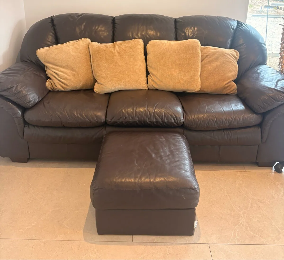 3 Seater & 2 Seater Leather Sofa - Image 1