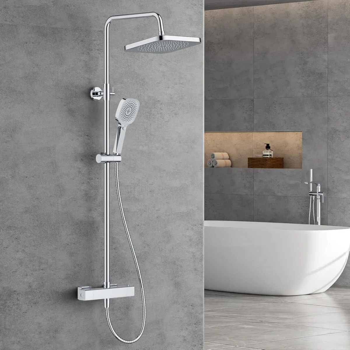 Thermostatic Shower Mixer Set - Stainless Steel - Image 1